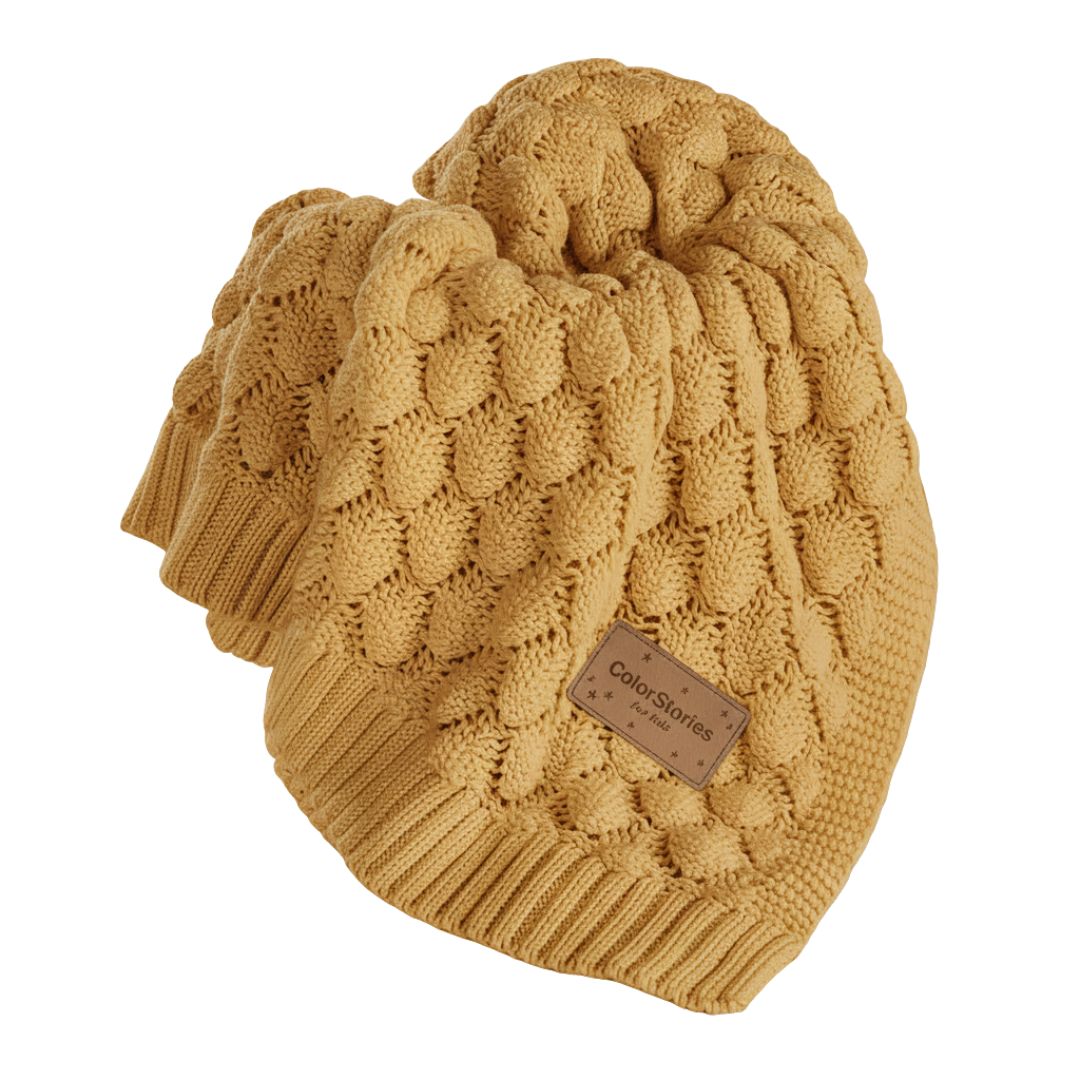  Baby knitted bamboo blanket ochre x100cm