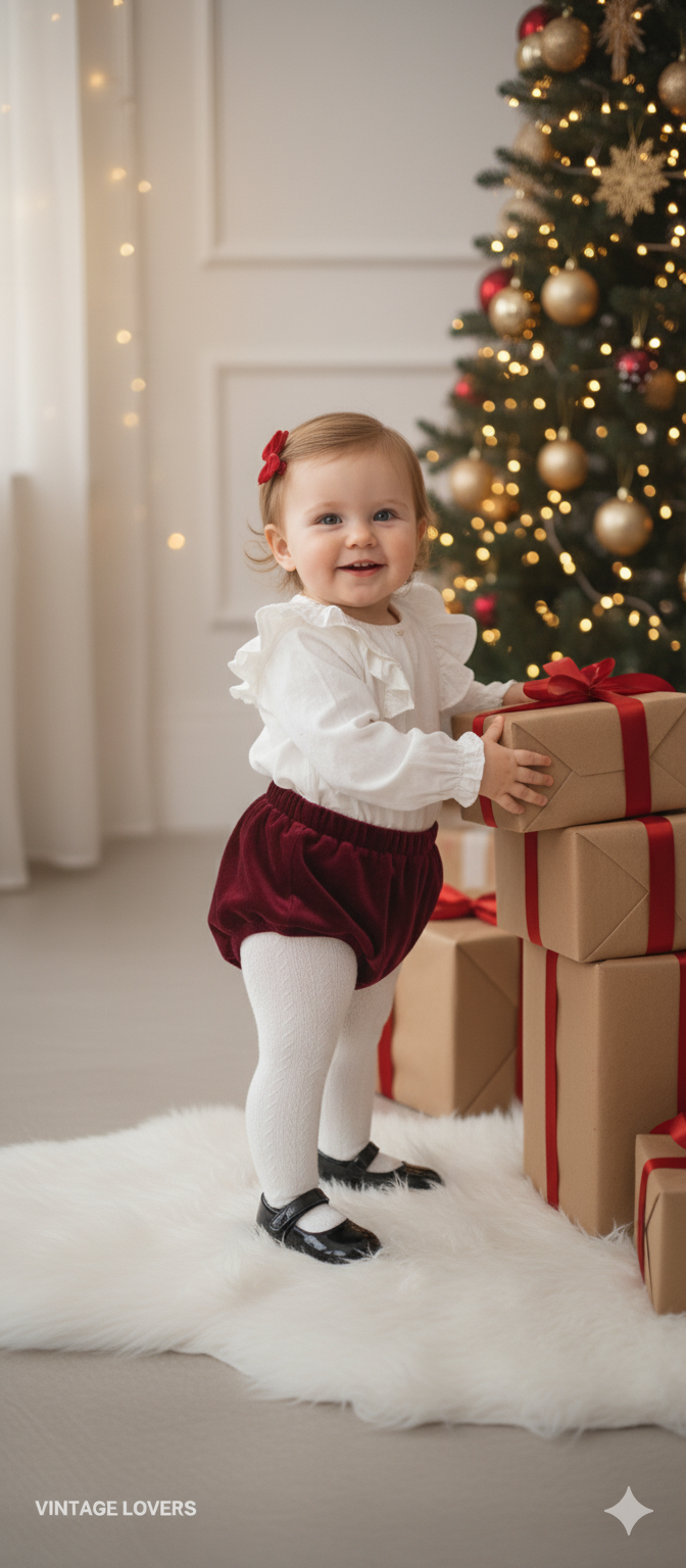 Baby bloomers shorts in burgundy velvet 0-5 years
