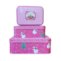Pink Metal Christmas Boxes Rectangular – Set of 3