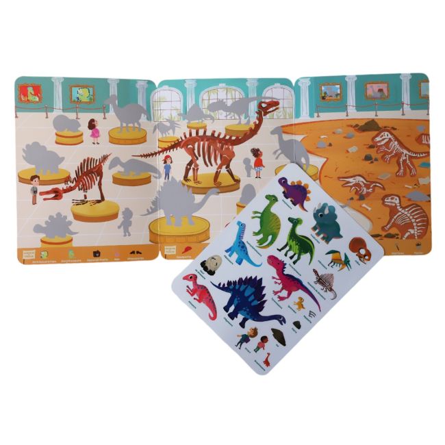 Παιδικό βιβλίo με επαναχρησιμοποιούμενα αυτοκόλλητα σιλικόνης Δεινόσαυροι +3 ετών