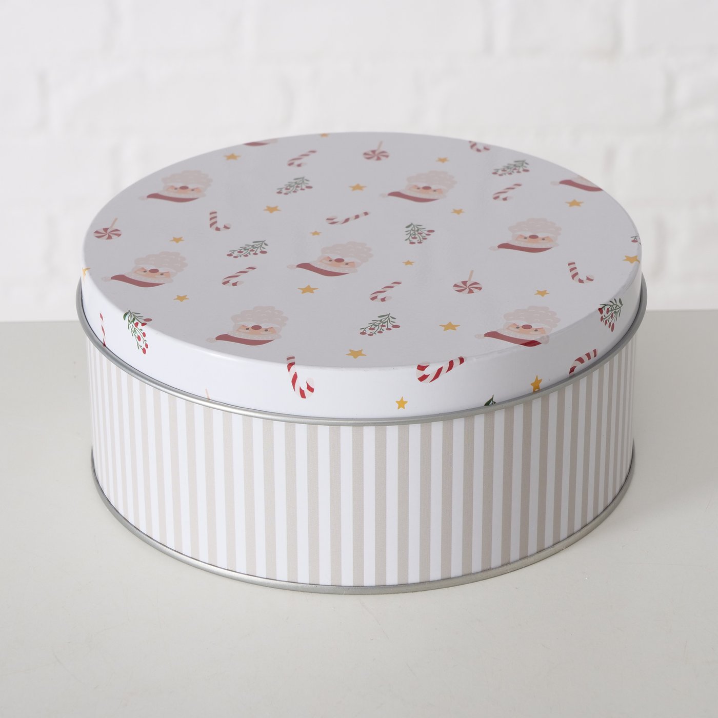 Set of 3 metal storage boxes with Christmas designs H6-9cm D13.5-20cm