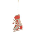 Hanging Vintage Wooden Ornament Ice Skating Shoes 12.5x0.7x9.5cm