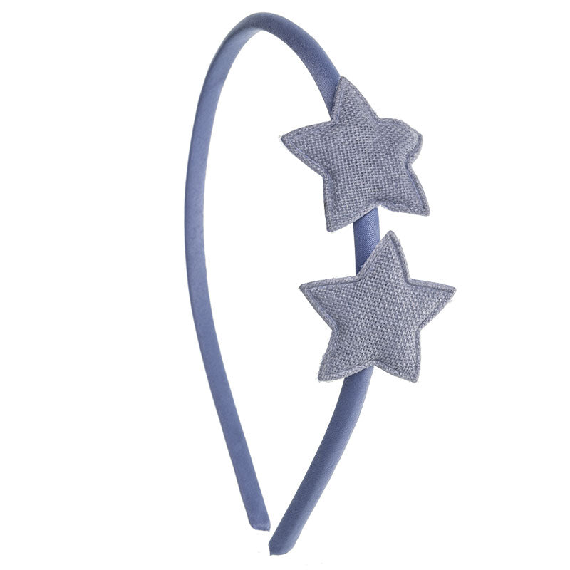 Soft hairband with two linen stars +3 years - Siena
