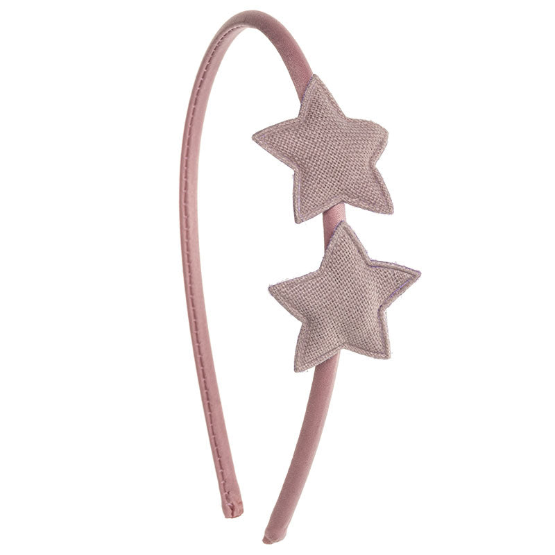 Soft hairband with two linen stars +3 years - Siena
