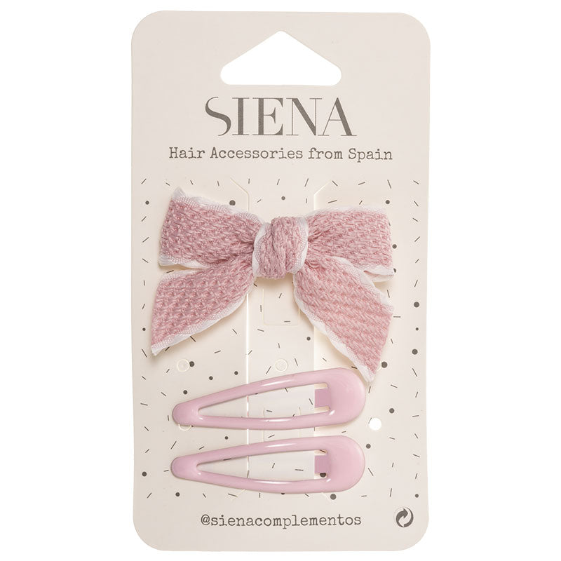 Set of 1 textured ribbon hairbow and 2 hair clips - Siena