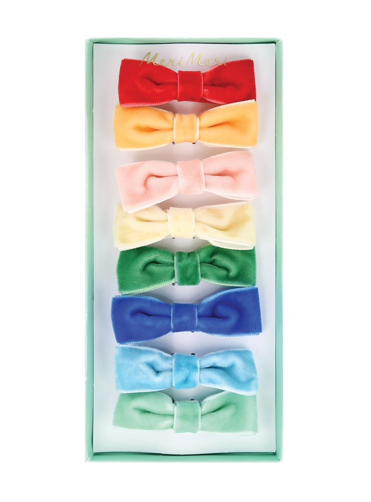 Κλιπ Rainbow Velvet Bow Hair Clips ( 8 τμχ )