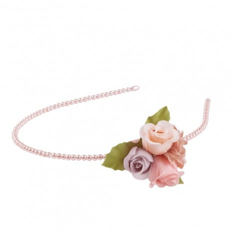 Great Pretenders Boutique Pretty Petite Crown Headband with pearls and roses 3-8 years