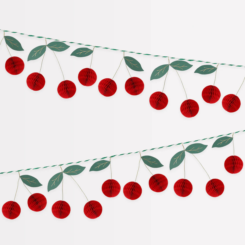 Honeycomb garland with Cherries 2.2m Meri Meri 