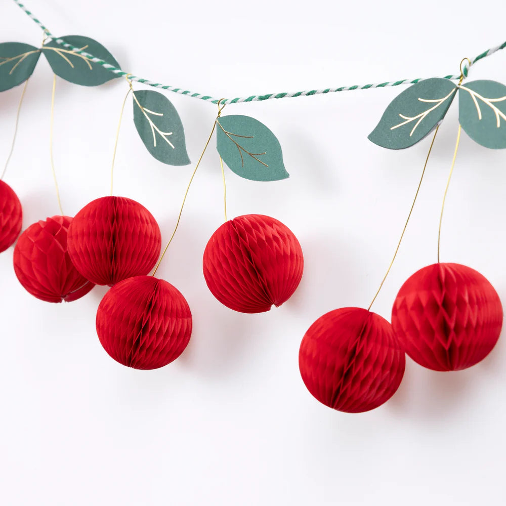 Honeycomb garland with Cherries 2.2m Meri Meri 