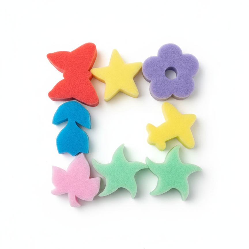 Painting-craft sponges with designs, set of 6 pieces