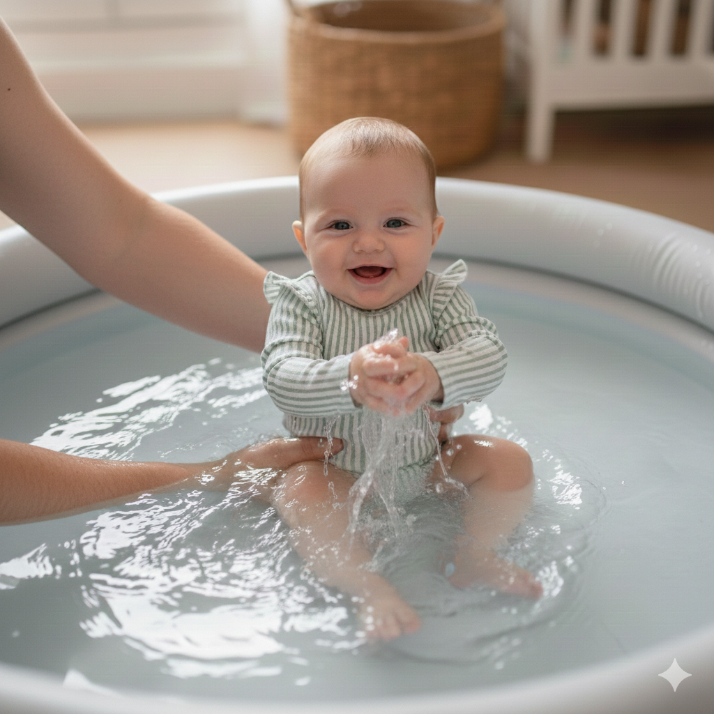 Sille seersucker siwmsuit - Sea blue / White stripes - Newborn-2Years Liewood