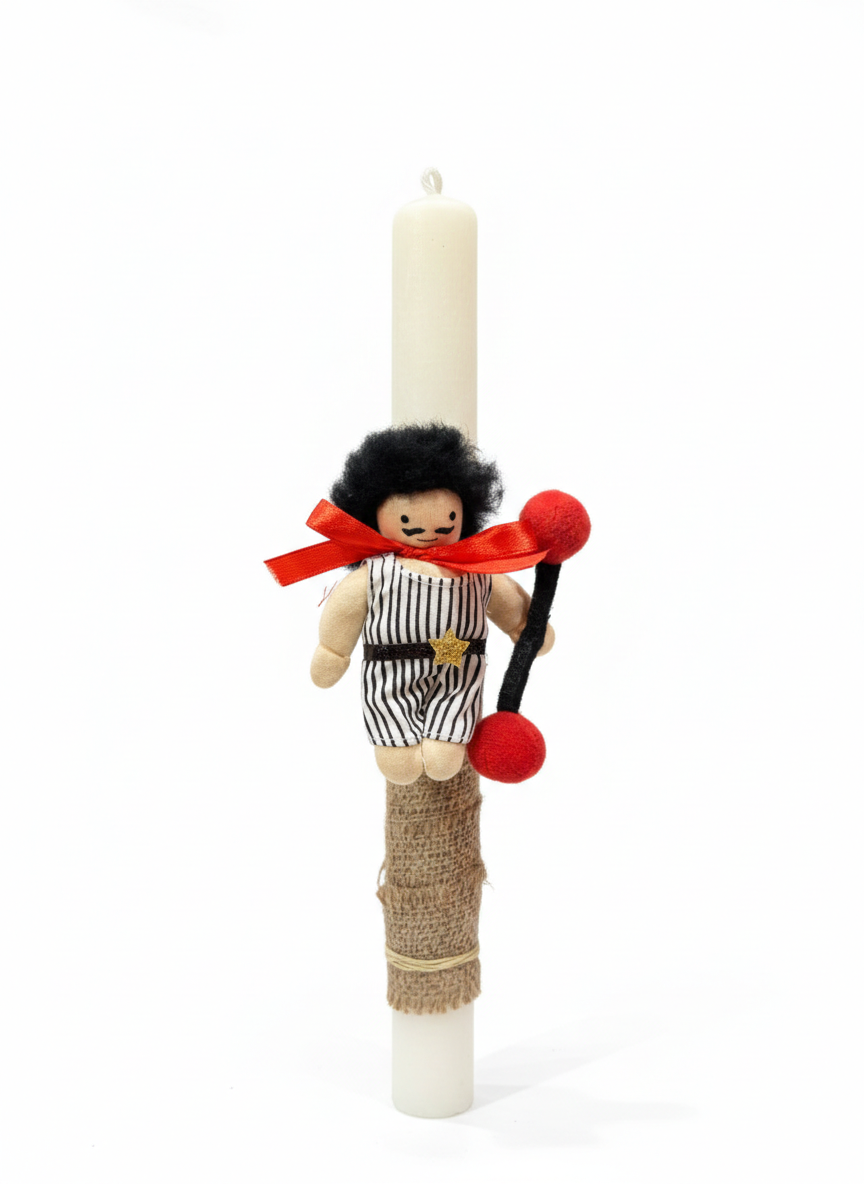 Children's handmade candle The Strong Man-30cm