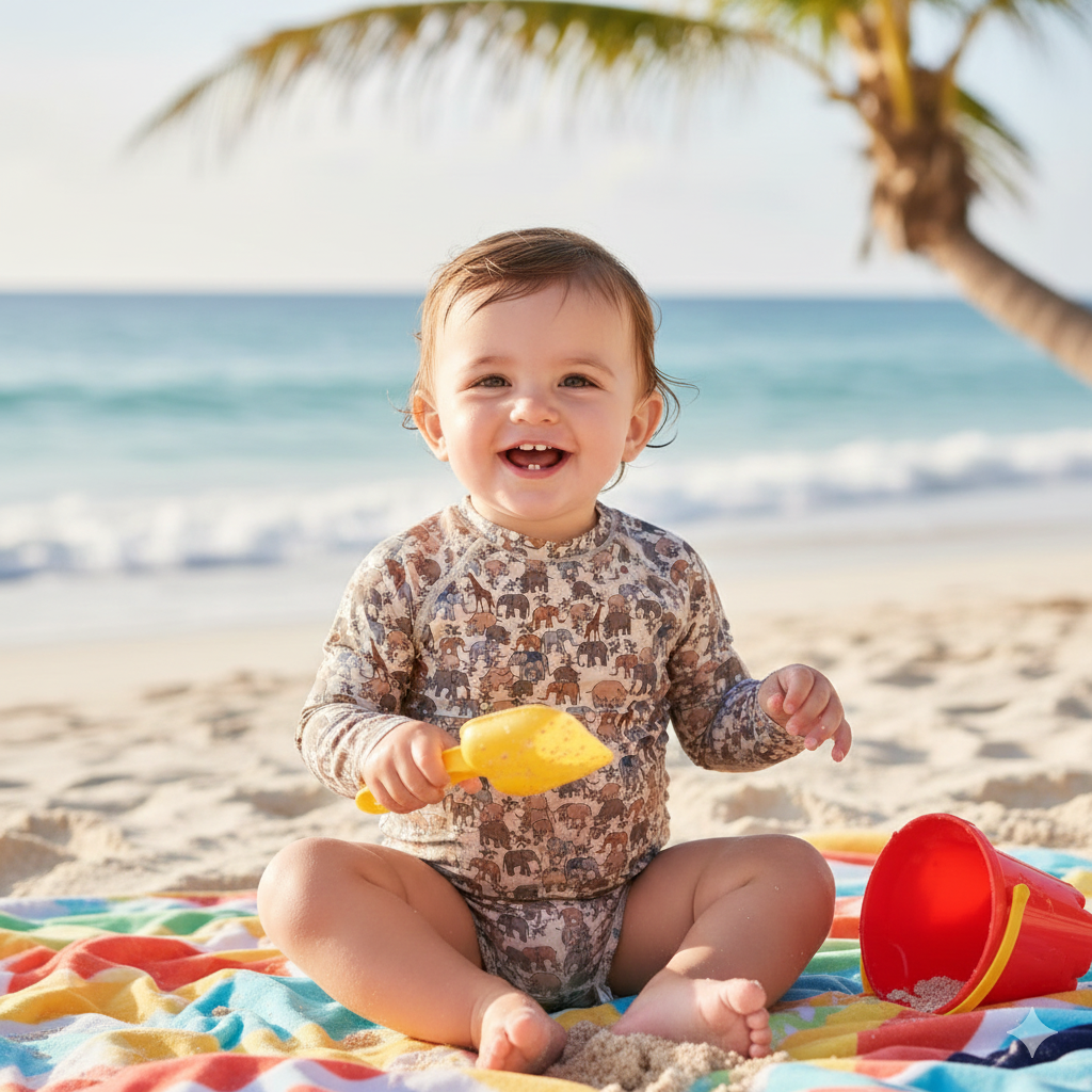 Παιδικό μακρυμάνικο ολόσωμο μαγιό Safari 6M-10Y Konges Slojd