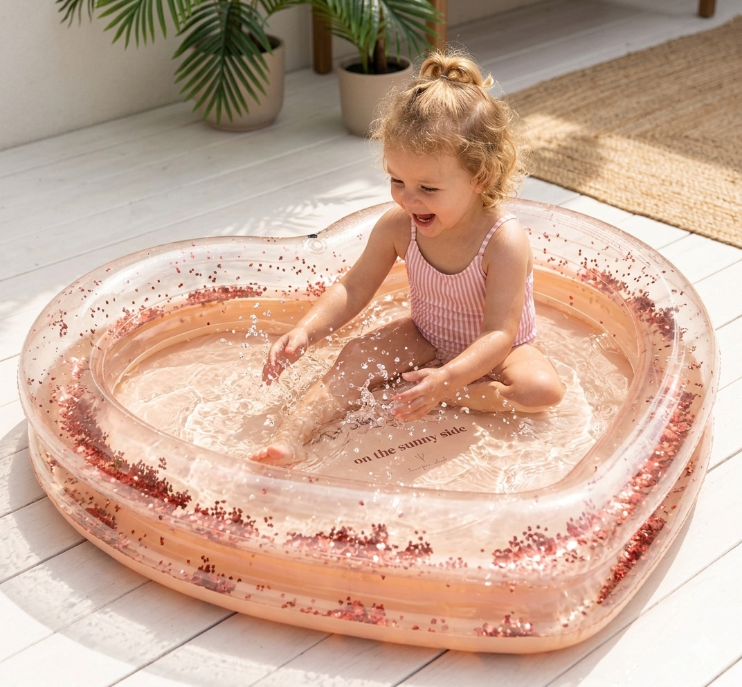 Παιδική φουσκωτή πισίνα Καρδιά με confetti Blush 3ετών+ Konges Slojd
