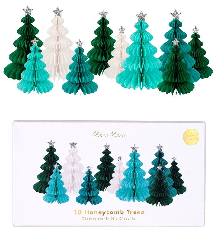 Διακοσμητικά Honeycomb Χριστουγεννιάτικα Δέντρα, 10τμχ