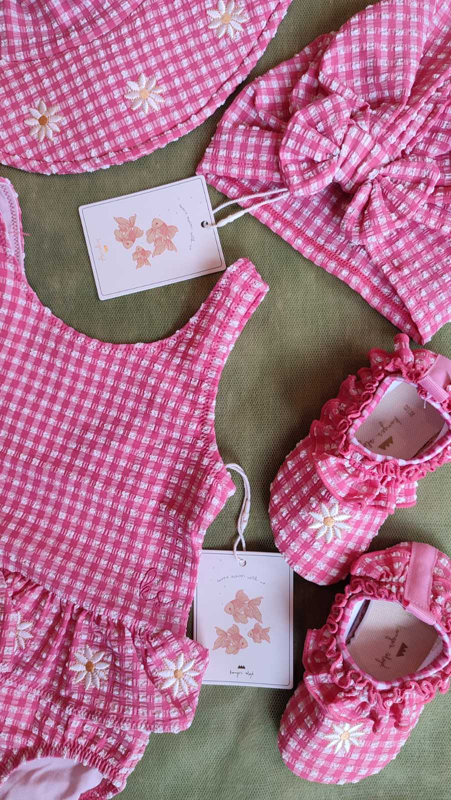 Kid's Swimsuit Soline Desert Rose Gingham 6M-10Y - Konges Slojd
