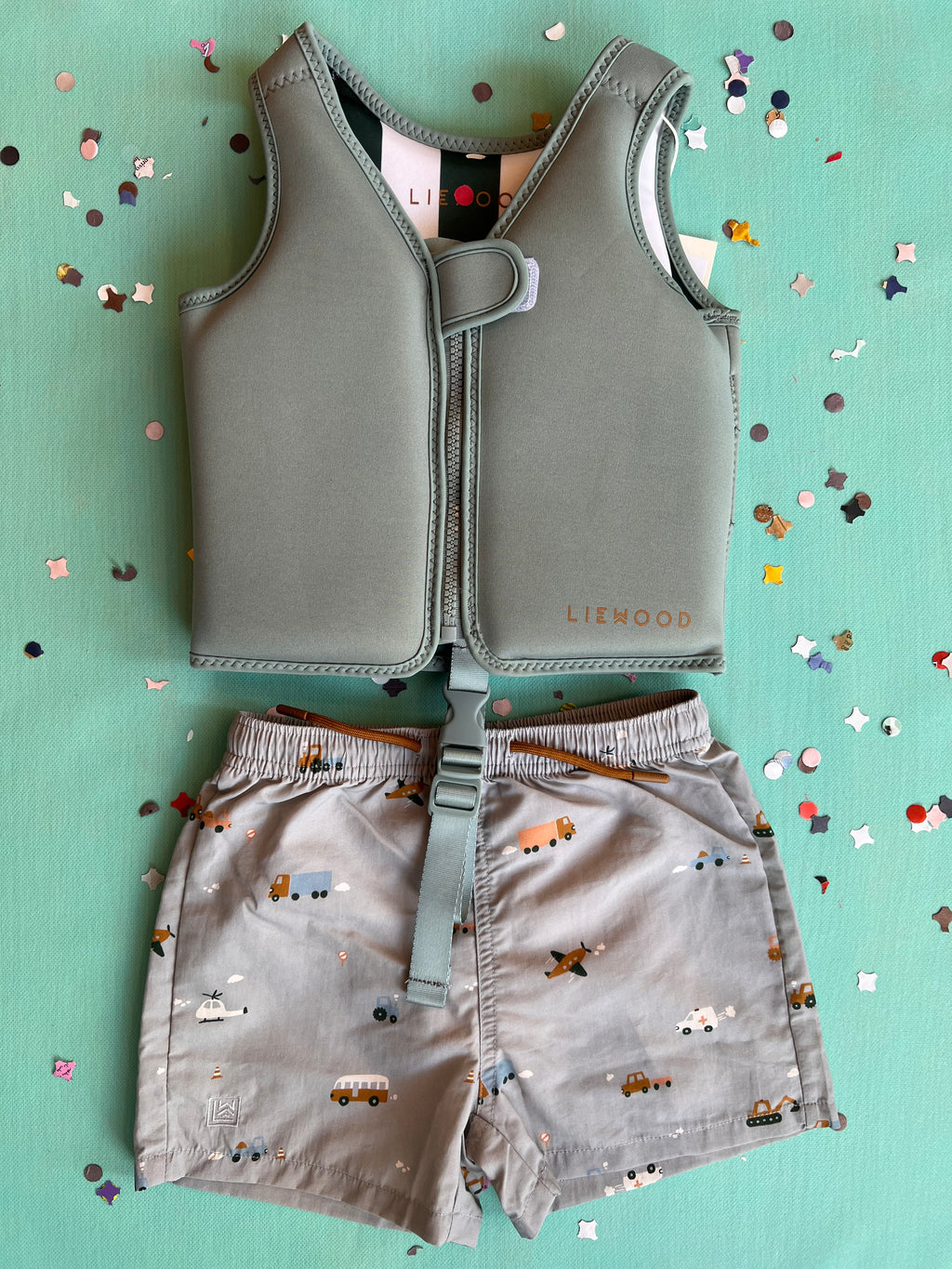 Children's swimming shorts Vehicles/dove blue print 12M-10Years - Liewood