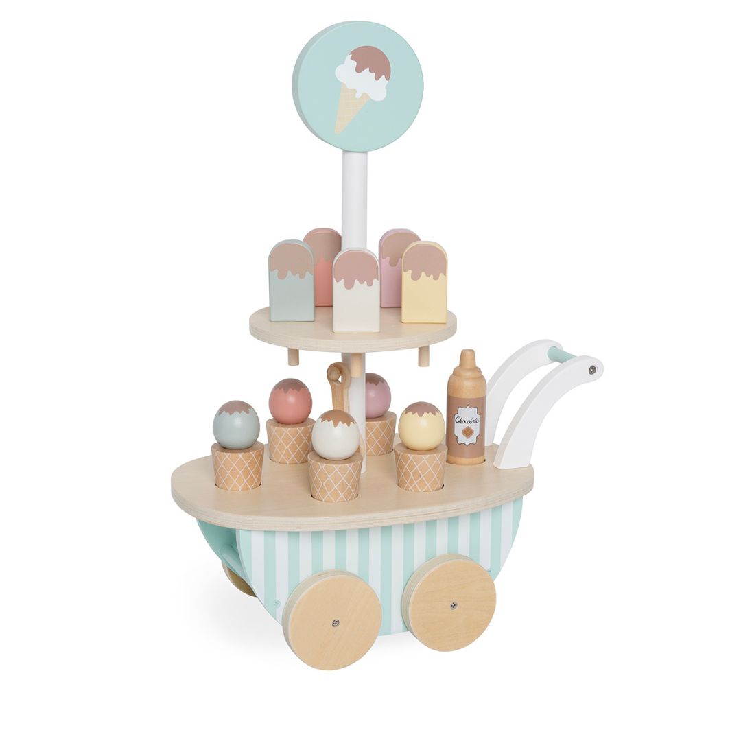 Wooden Children's Toy Ice Cream Trolley 31x18x40cm Jabadabado W7112 

