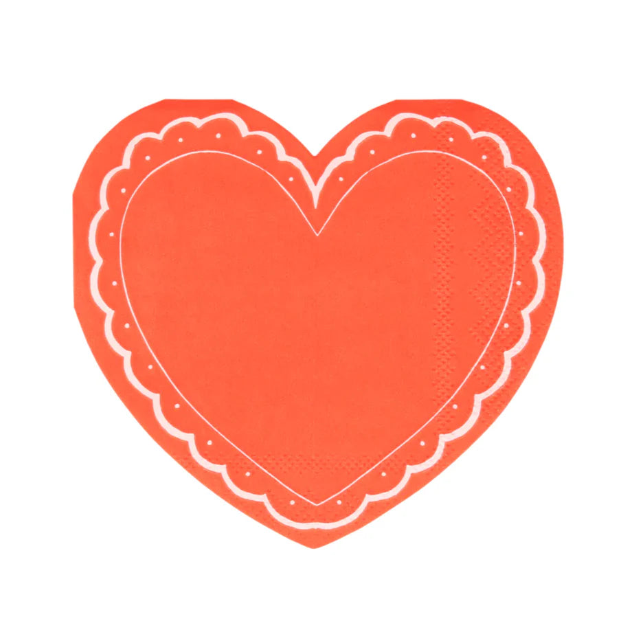 Set of 16 Lacy Heart Napkin 13cm Meri Meri