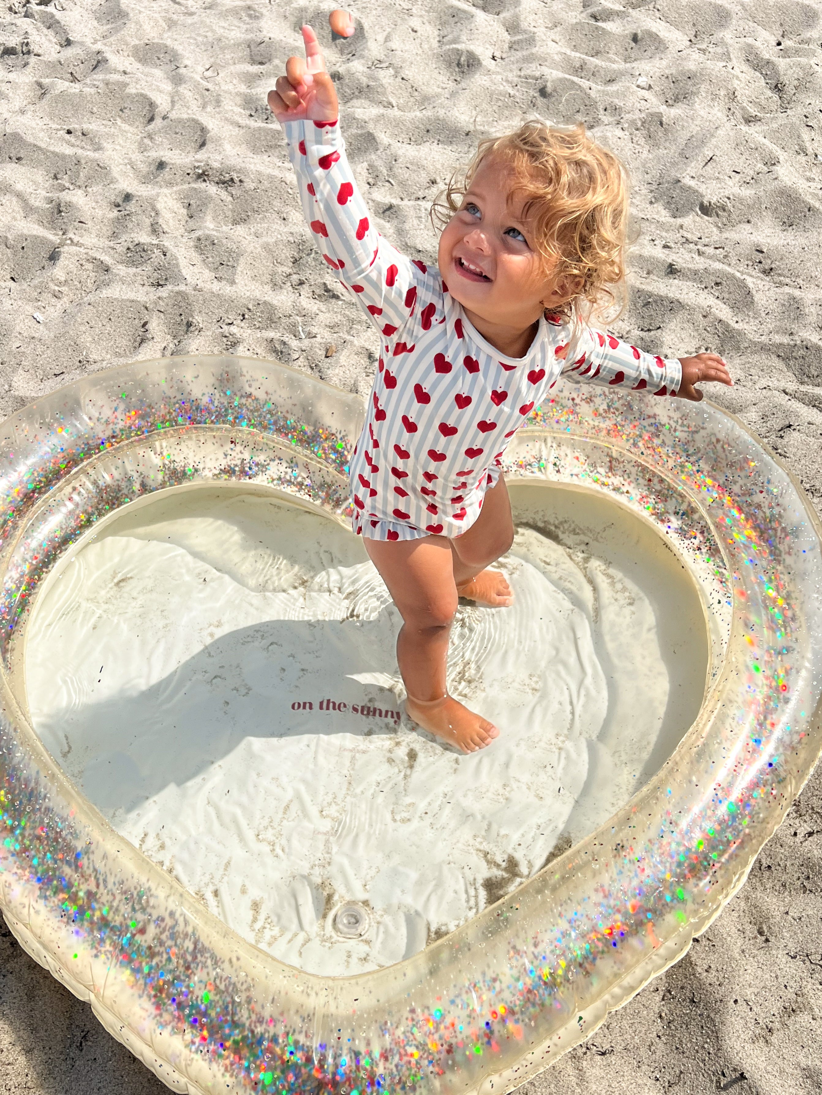 Παιδική φουσκωτή πισίνα Καρδιά με confetti Cream 3ετών+ Konges Slojd