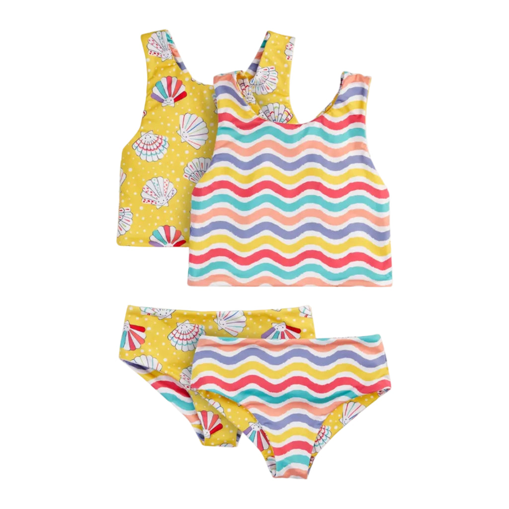 Children's reversible bikini Rainbow Wave/Shellabrate - 3-10Y Frugi