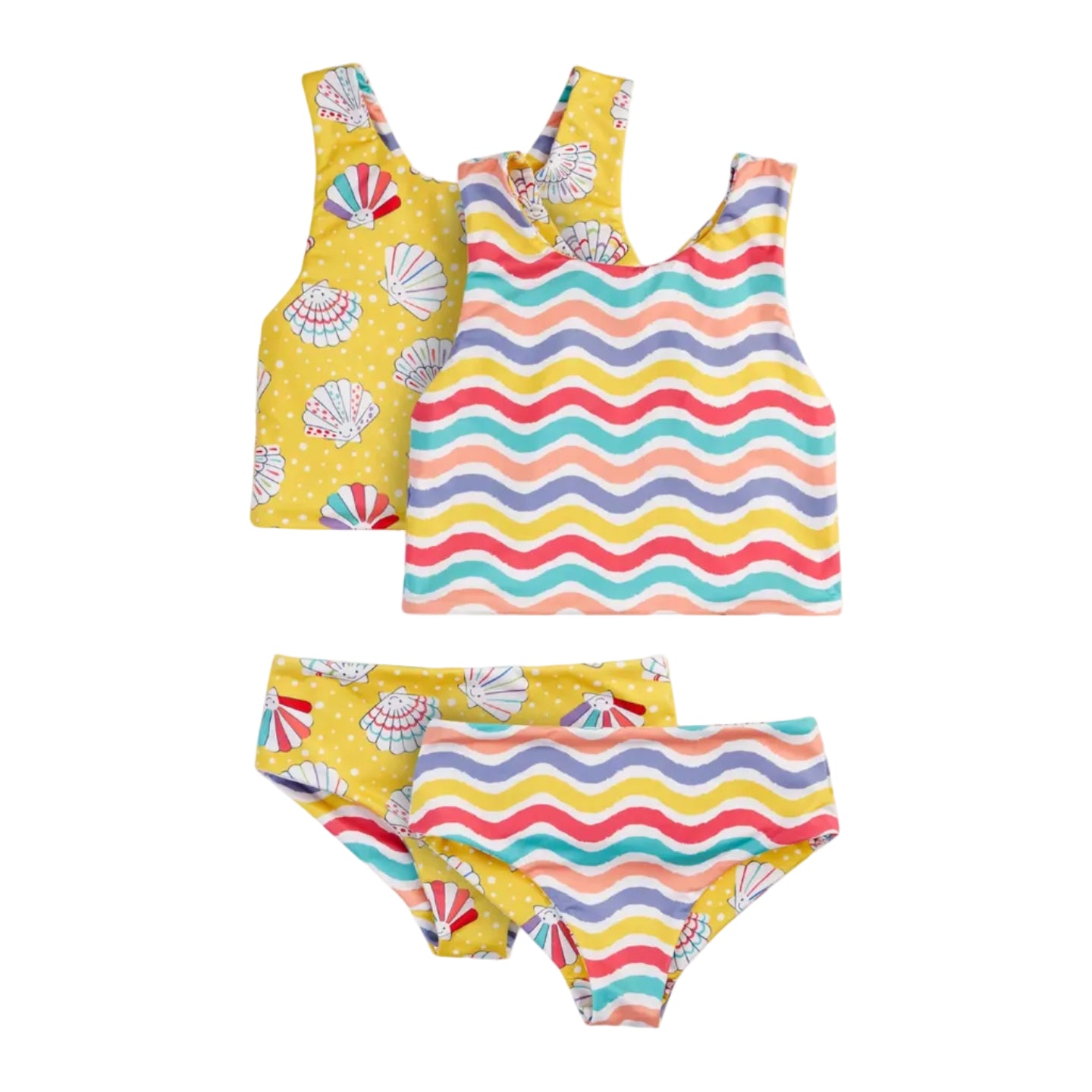 Παιδικό μαγιό μπικίνι 2 όψεων Rainbow Wave/Shellabrate - 3-10Y Frugi