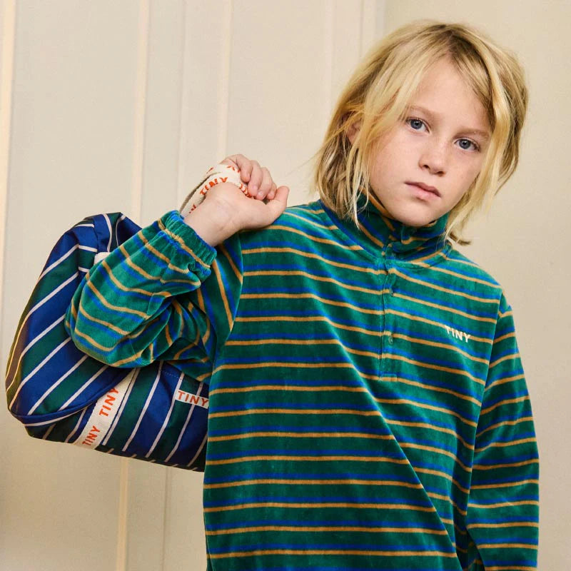 Kid's sweatshirt Duo Stripes Dark Green 3-12Y Tinycottons