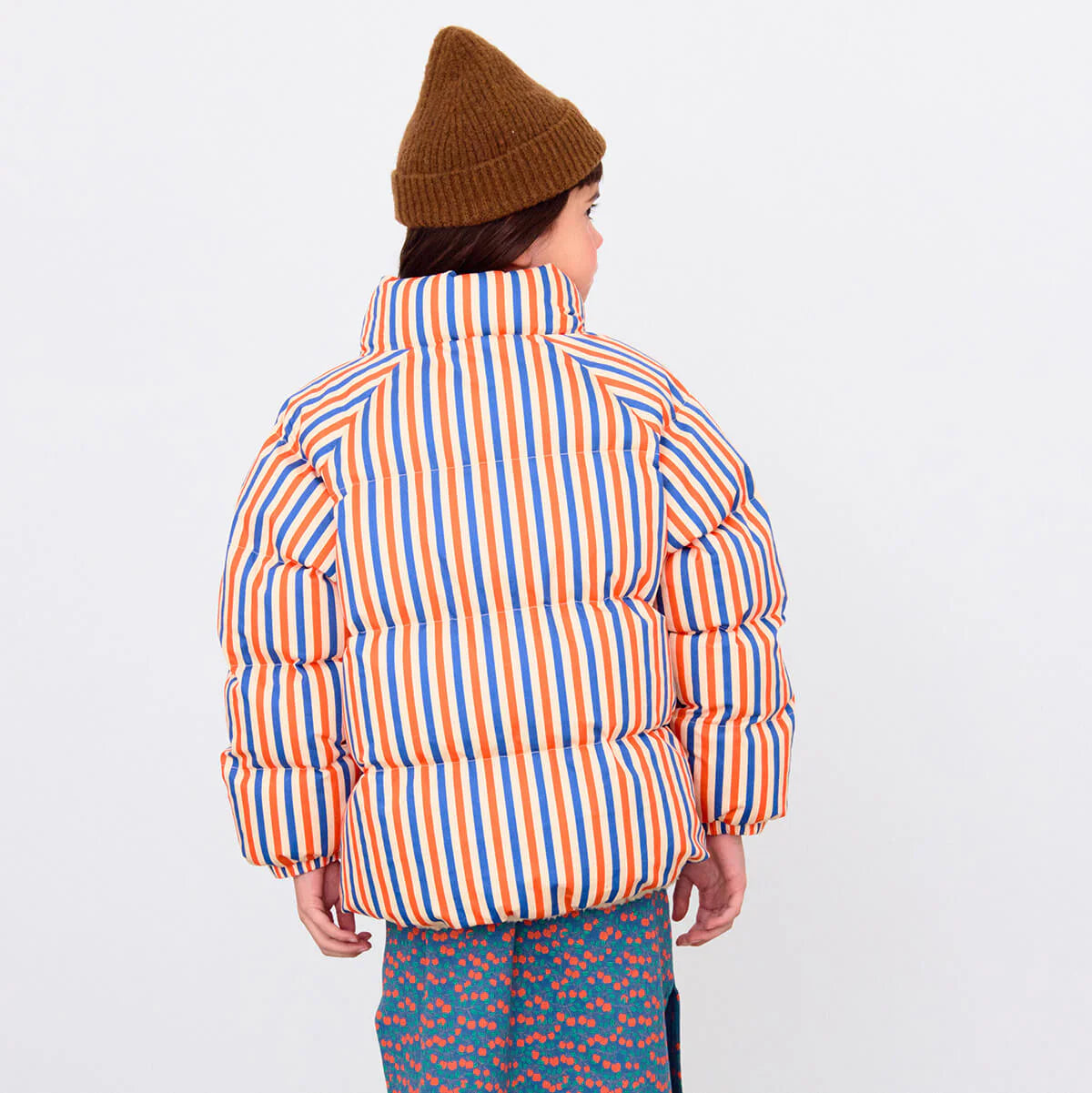 Παιδικό κοντό Μπουφάν με επένδυση Retro Stripes red-blue  3-12Y Tinycottons