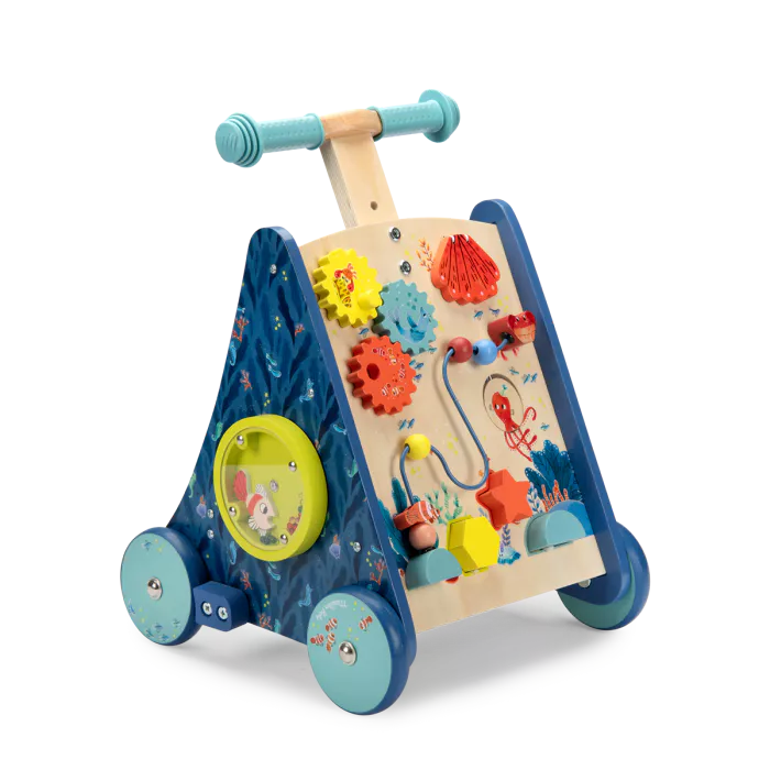 Ξύλινο παιδικό παιχνίδι Καρότσι-περπατήστρα Ωκεανός 12M+μηνών Moulin Roty