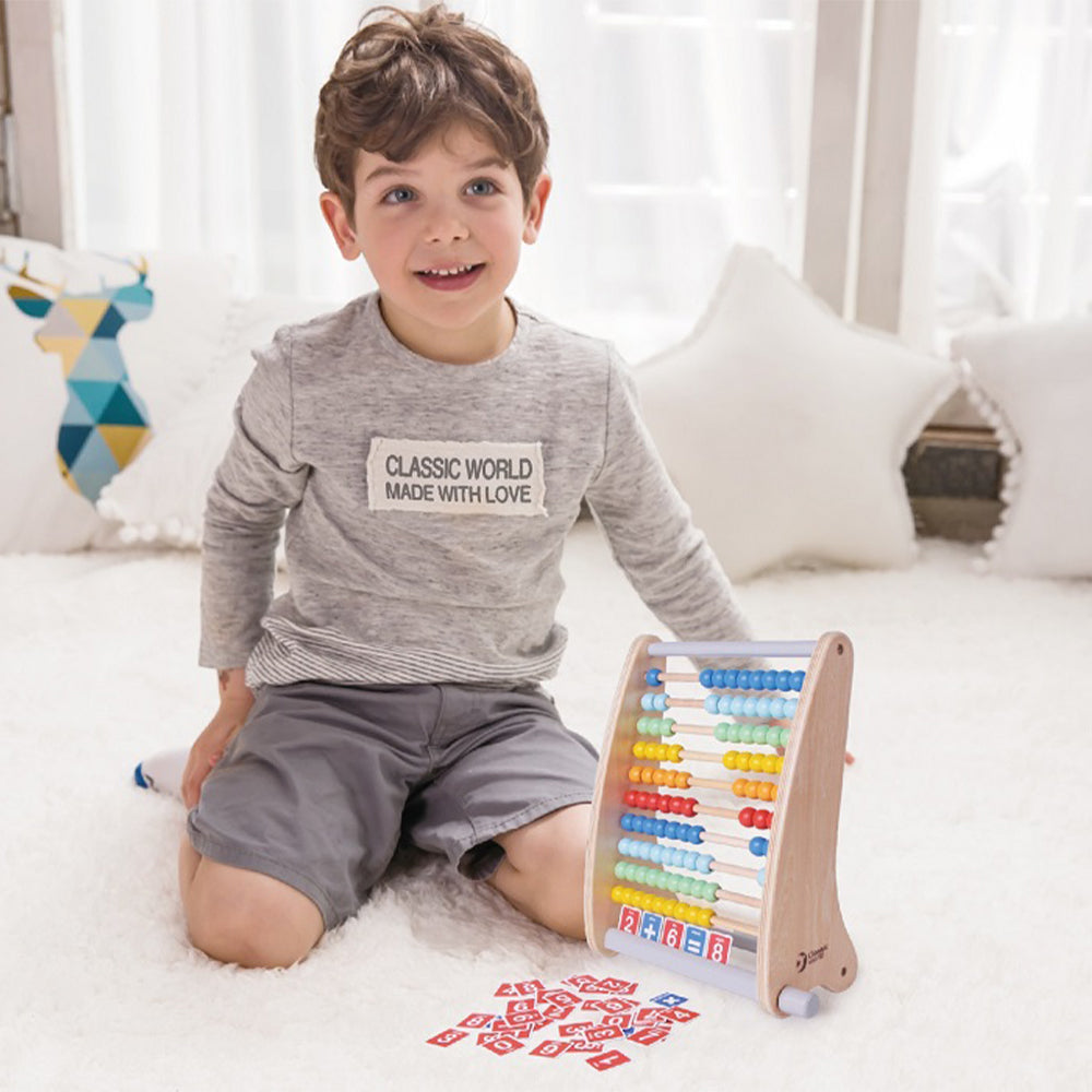Children's Wooden Abacus with Math cards 3+