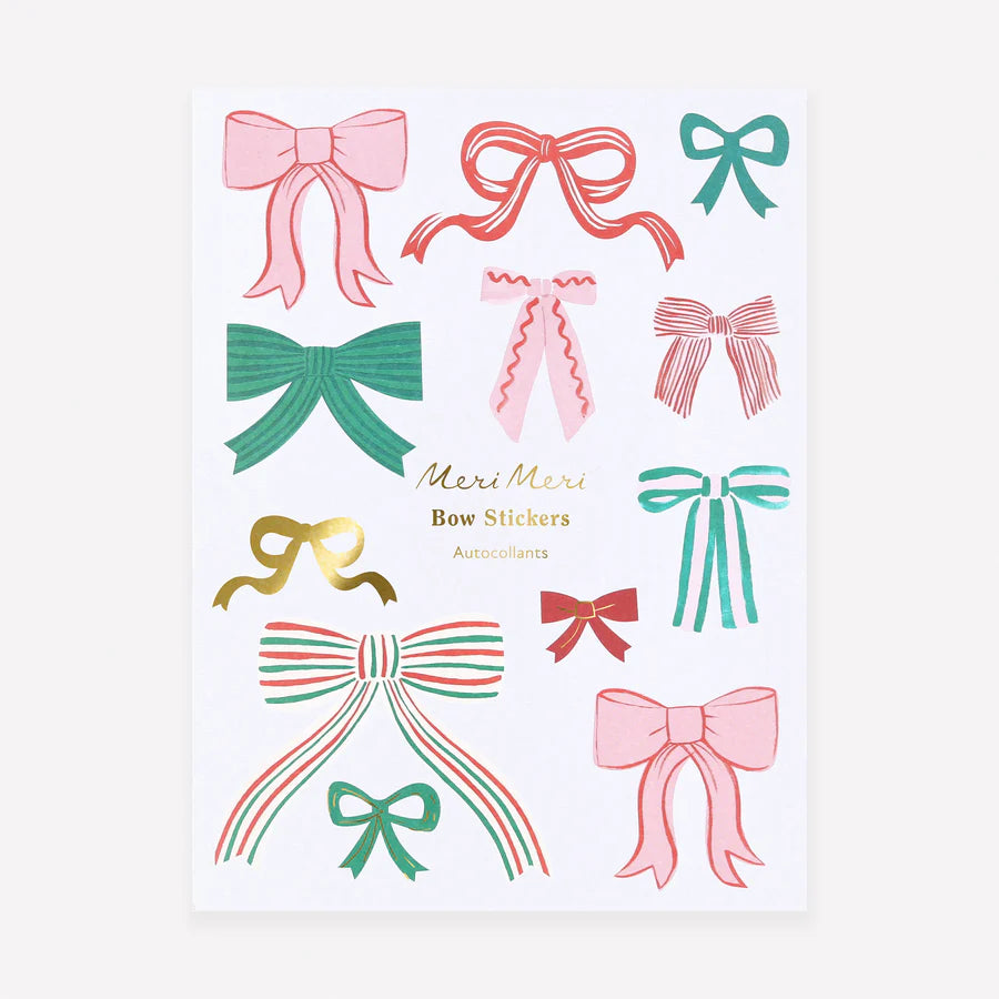 Christmas Stickers Bows 10 sheets