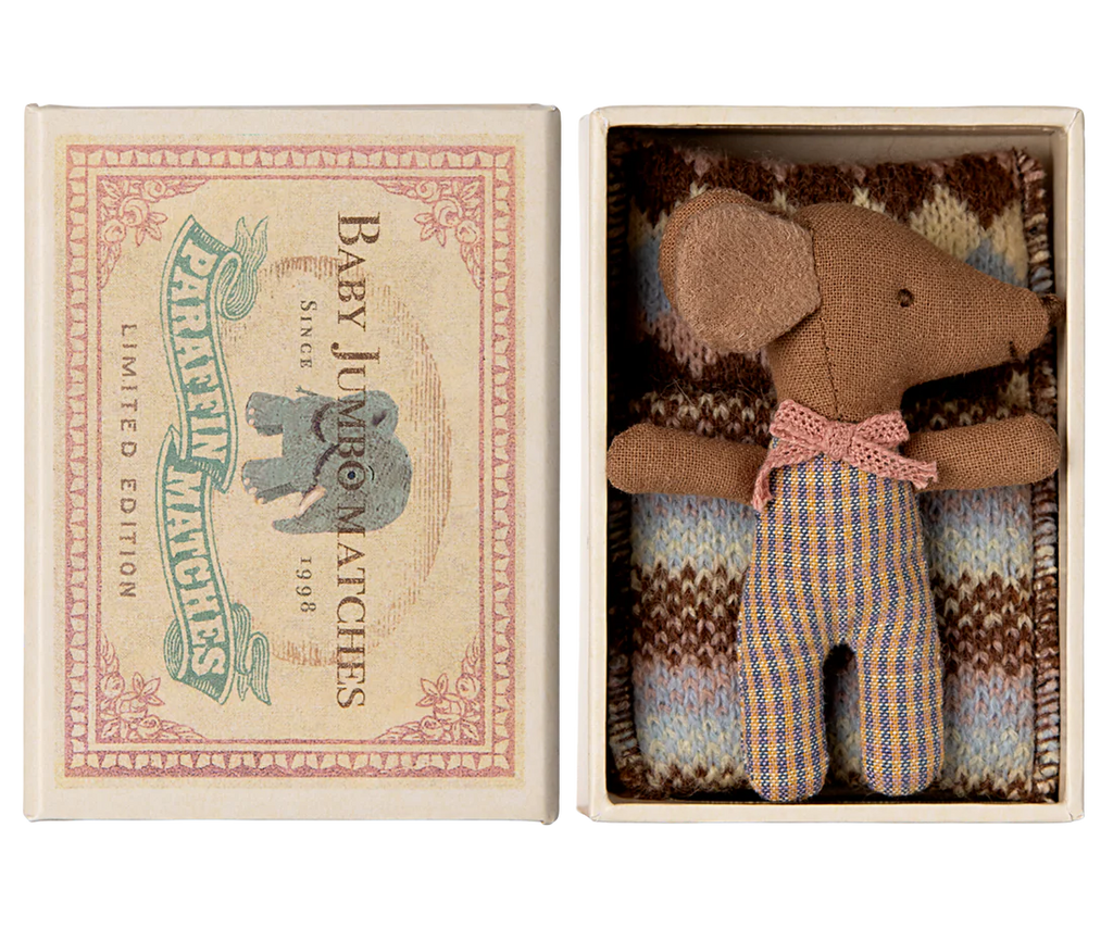Baby Rose mouse in a matchbox 8cm Maileg 3+