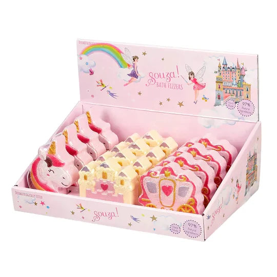 Kid's bath bombs in 3 designs (unicorn-castle-carriage)  3Y+ Souza