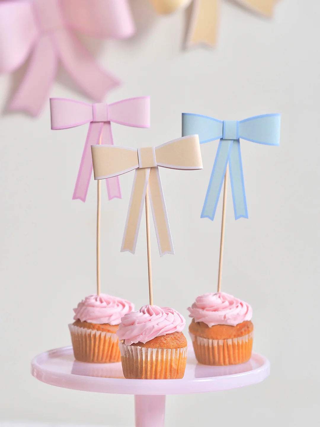 Pastel Bow Cake Decorations (3pcs)