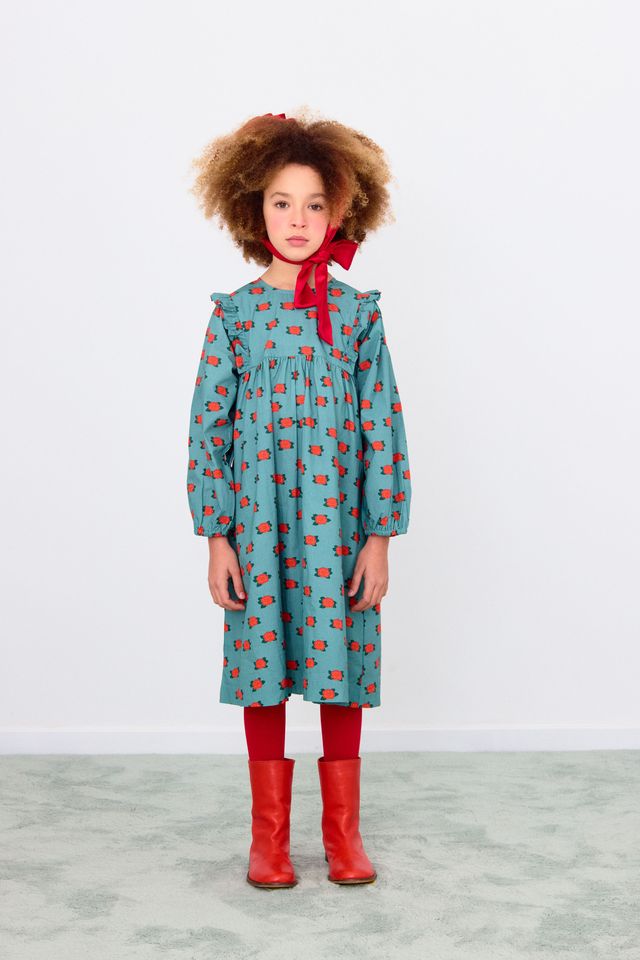 Kid's cotton Dress Camelias 3-12Y Tinycottons