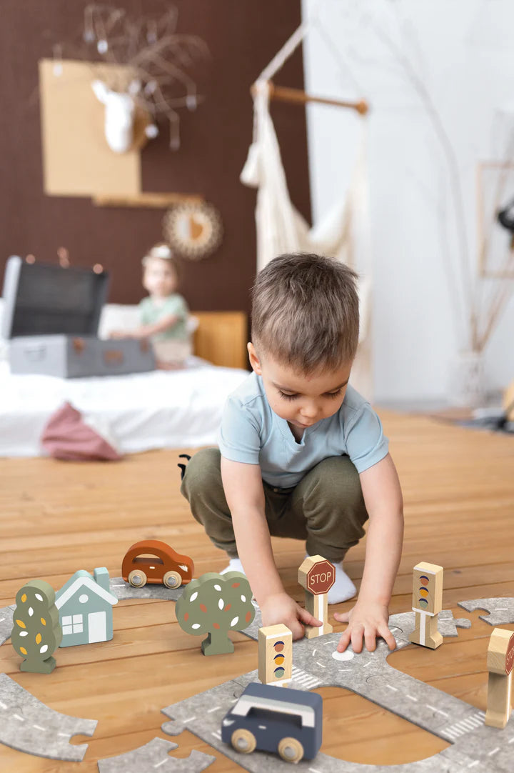 Παιδικό puzzle  διαδρομής με 2 ξύλινα οχήματα 50.5×49 cm 3+ ετών Speedy Monkey