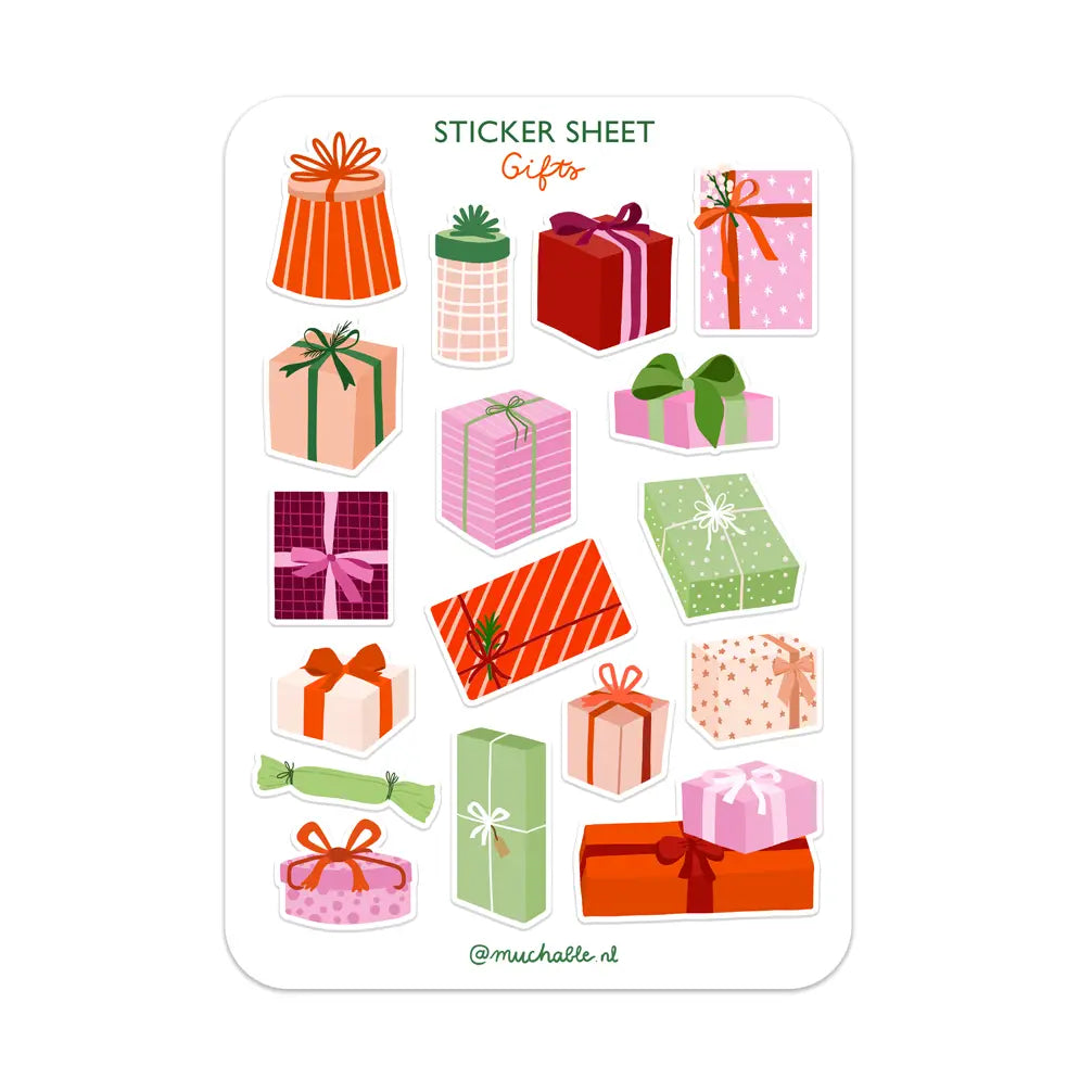 Χριστουγεννιάτικο φύλλο Α6 με αυτοκόλλητα Christmas gifts 10.5 x 14.8 cm