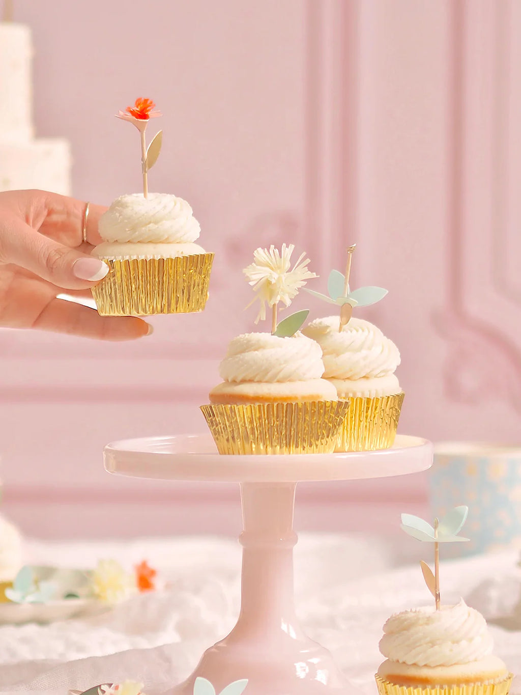 Cupcake Kit φορμάκια και toppers για παιδικό πάρτι Flower Garden σετ 24τμχ - Meri Meri