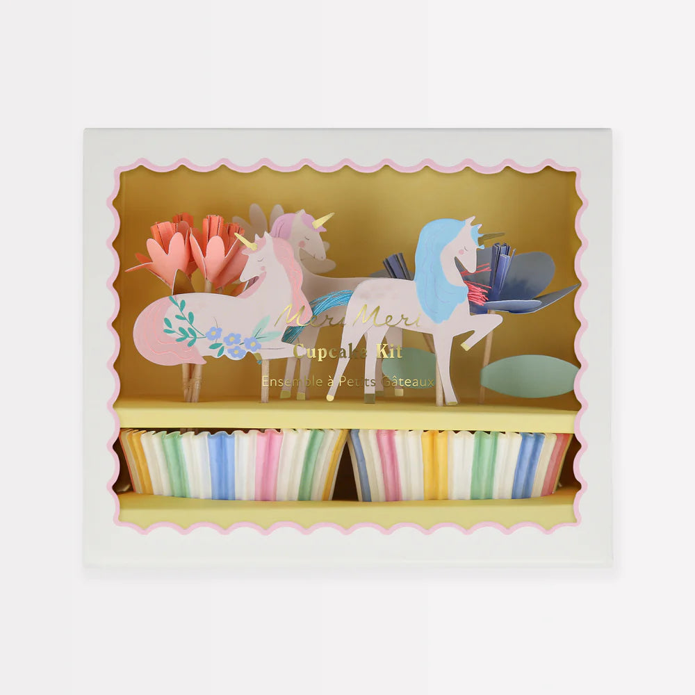 Cupcake Kit φορμάκια και toppers για παιδικό πάρτι Meadow Unicorns σετ 24τμχ Meri Meri