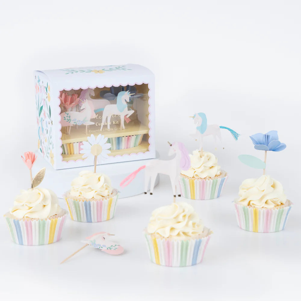 Cupcake Kit φορμάκια και toppers για παιδικό πάρτι Meadow Unicorns σετ 24τμχ Meri Meri