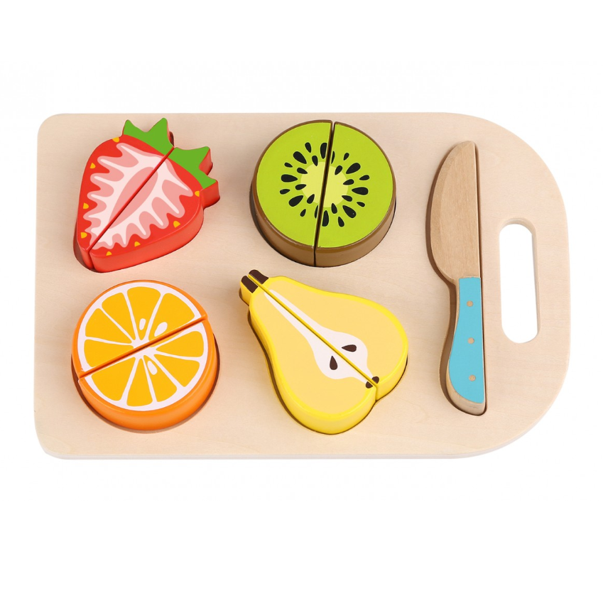 Ξύλινο παιδικό παιχνίδι δίσκος κοπής με φρούτα 12μηνών+ Tooky Toys