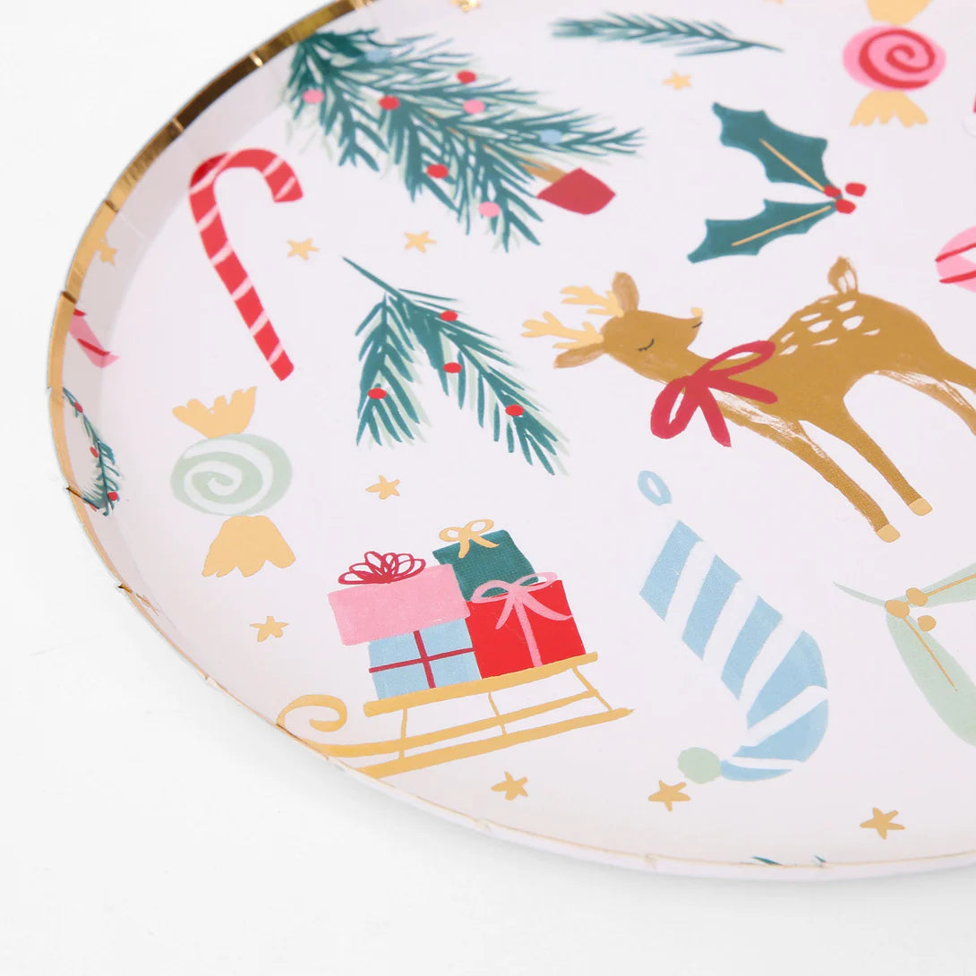 Festive Motif Dinner Plates (x 8)