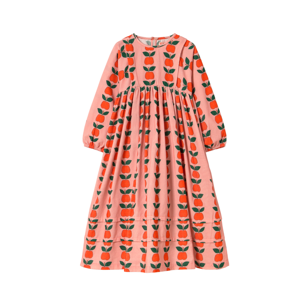 Παιδικό βαμβακερό κοτλέ φόρεμα Apples 3-12 ετών Tinycottons