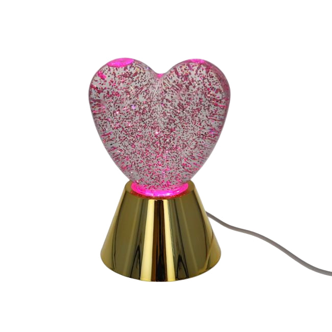 Decorative Pink Heart shaped lamp with glitter