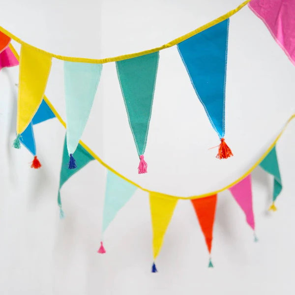 Fabric garland with rainbow flags