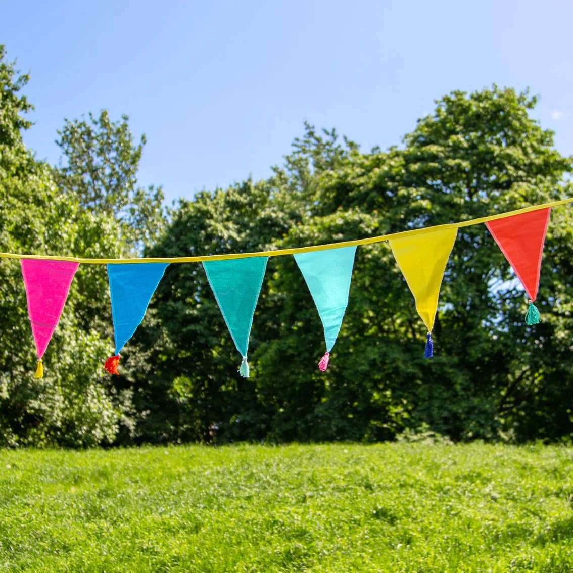Fabric garland with rainbow flags