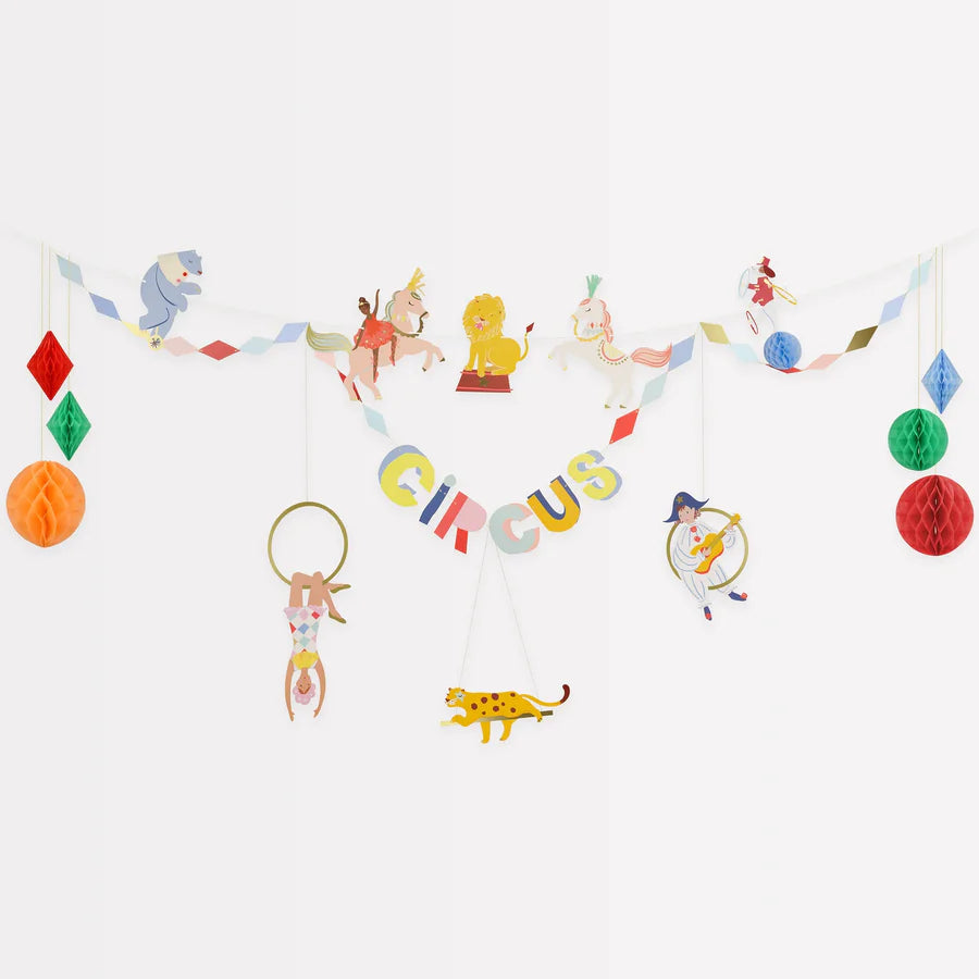 Vintage Διακοσμητική χάρτινη γιρλάντα για παιδικό πάρτι Circus-2.4m