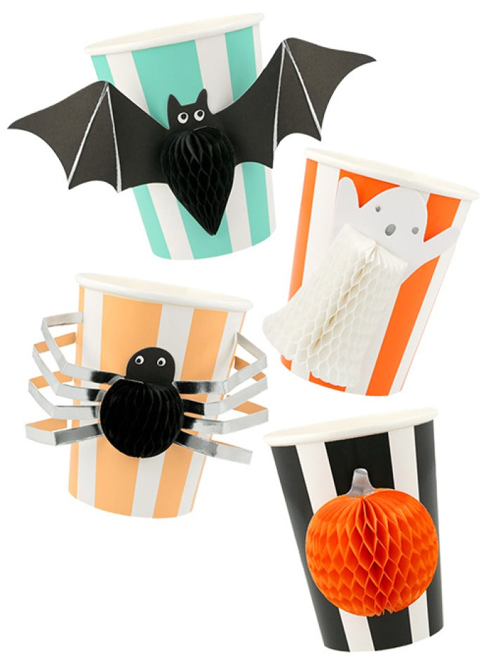Set of 8 Halloween Honeycomb Party Paper Cups 256ml - Meri Meri