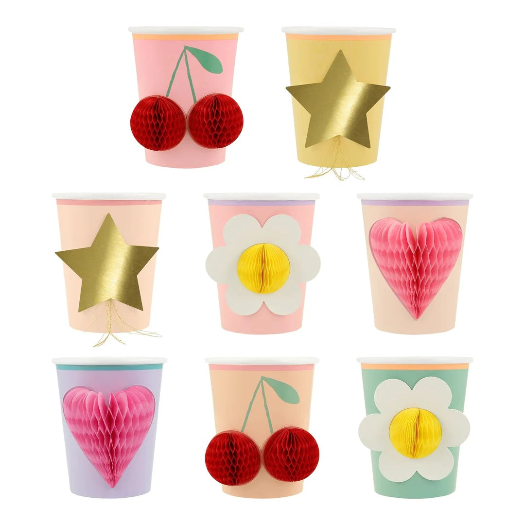 Set of 8 3D Honeycombs Happy Icons glasses - Meri Meri