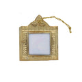 Small palace-shaped gold brass photo frame 9.5 cm